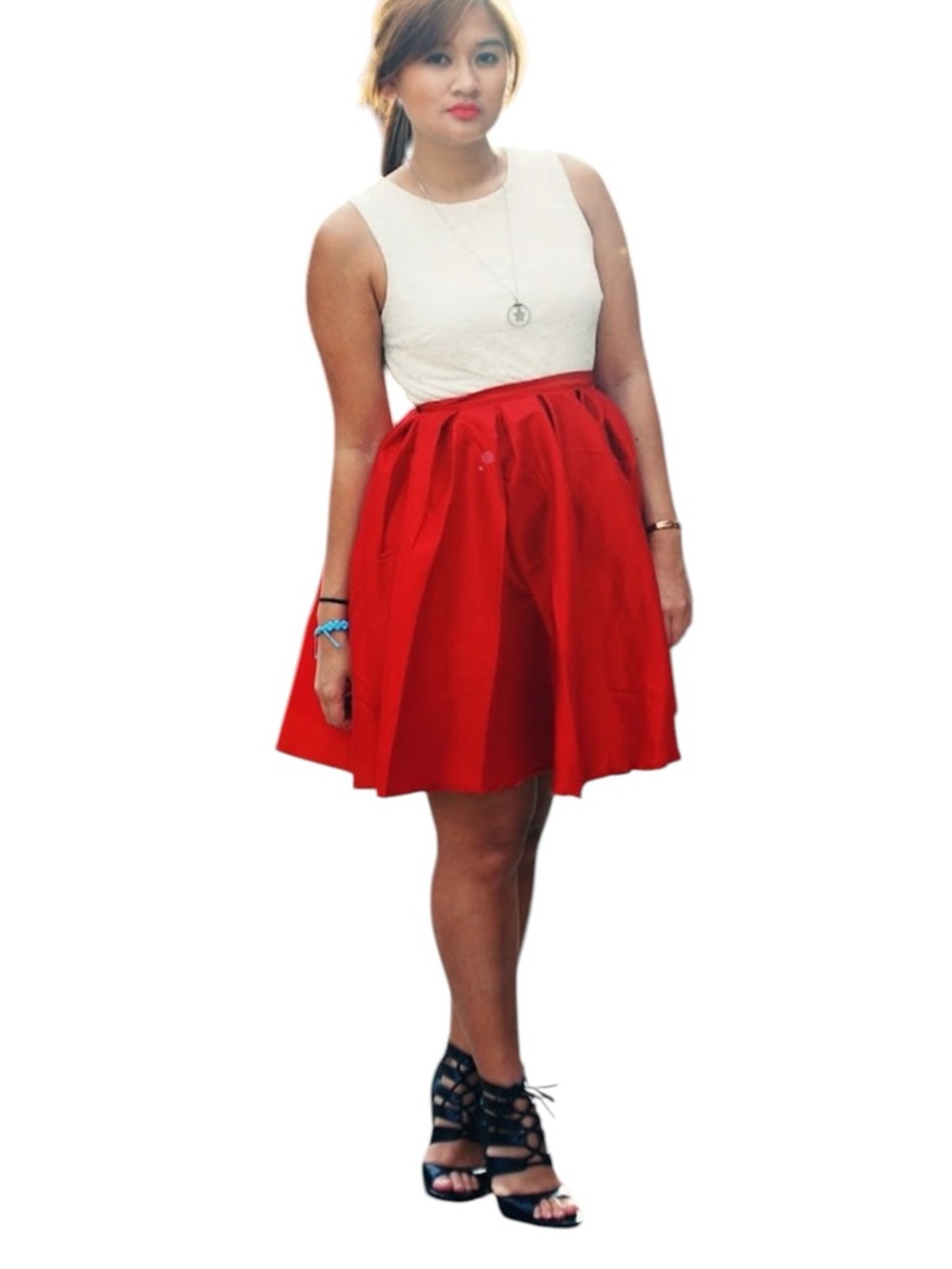 Amanda + Chelsea Pleated Red Skirt NWOT